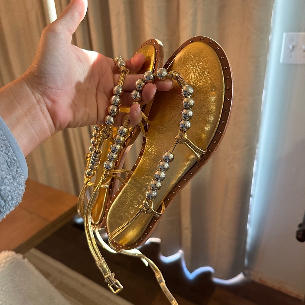 Vicenza Gold Beaded Women's Sandals